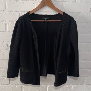 Alfani Black Knit Texture Open Front Blazer